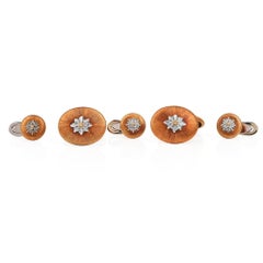 Vintage Buccellati 18K Gold Rigato Finish Tuxedo Cufflinks Set