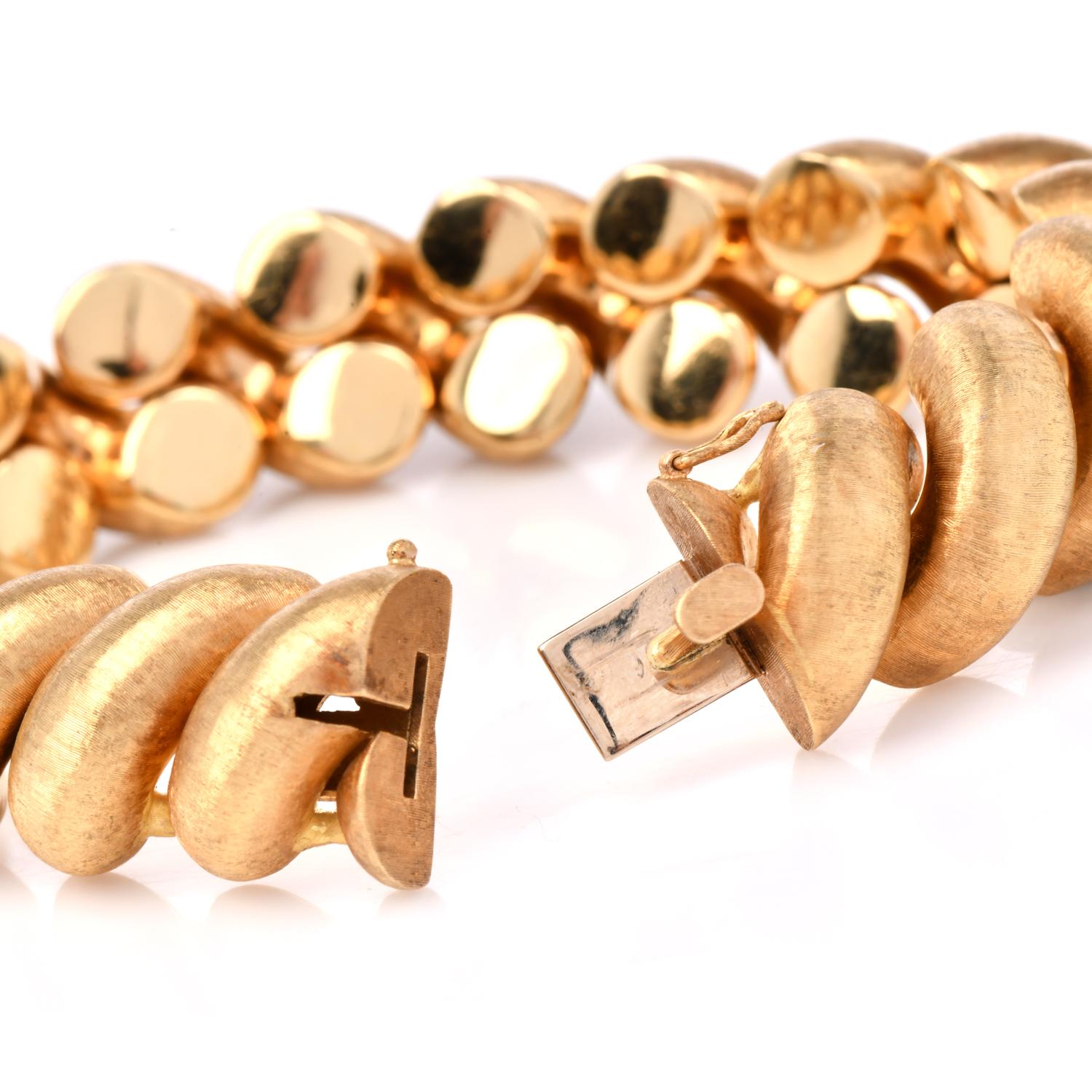Women's Vintage Buccellati 18K Gold Satin Torsade Wide Bracelet  For Sale