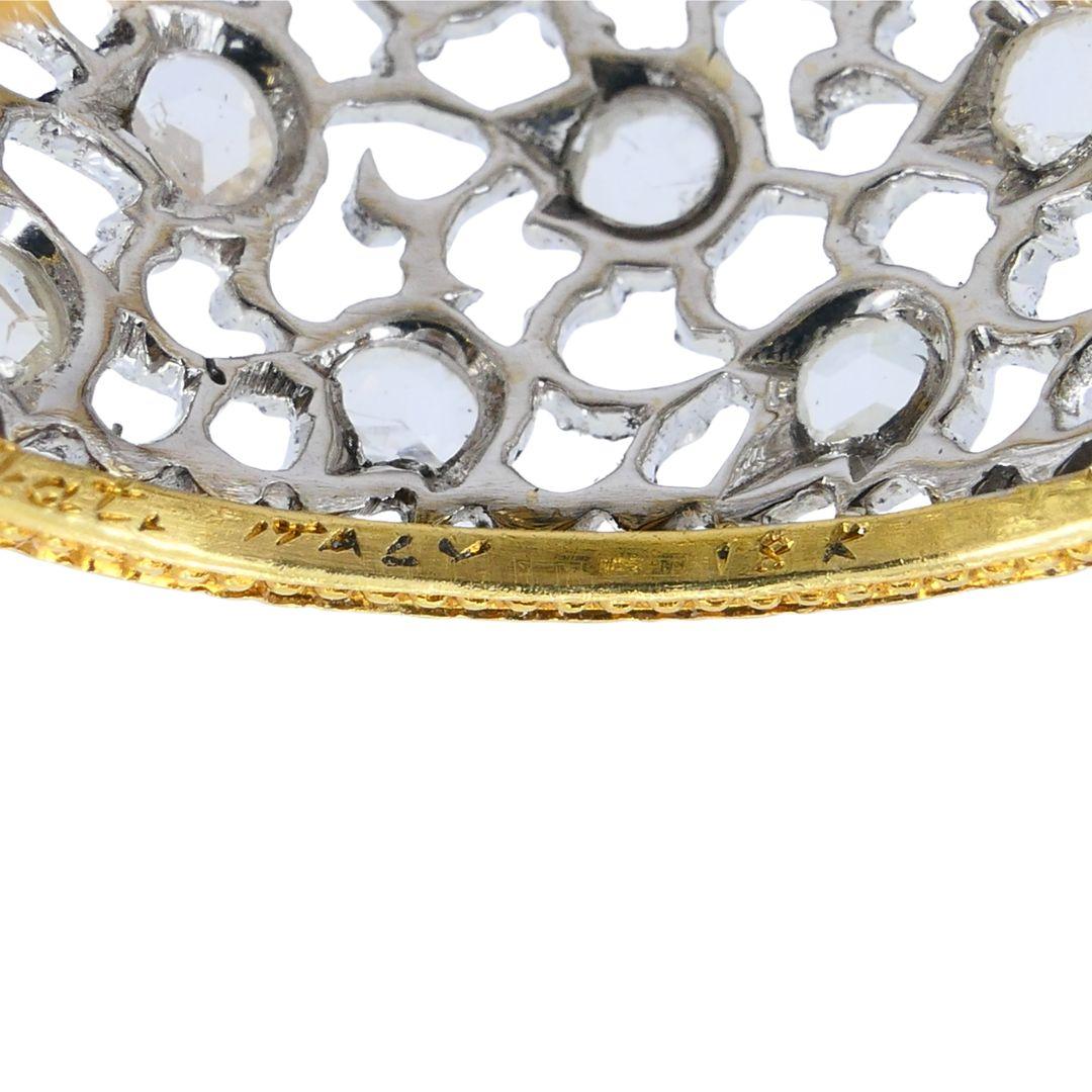 Vintage Buccellati 18k Zweifarbig Gold Diamond Open Work Band Ring im Angebot 5