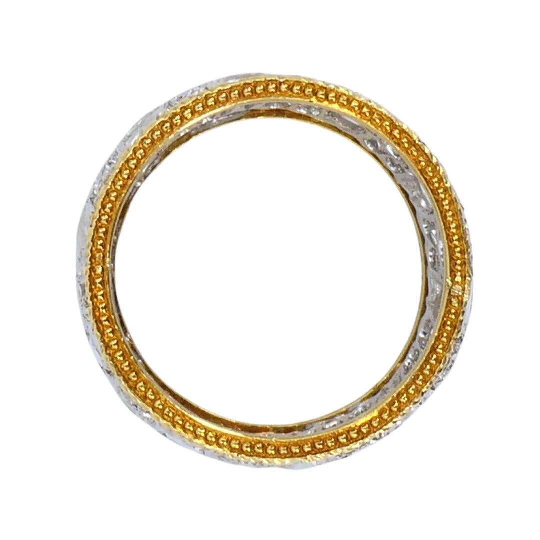 Vintage Buccellati 18k Zweifarbig Gold Diamond Open Work Band Ring im Angebot 2