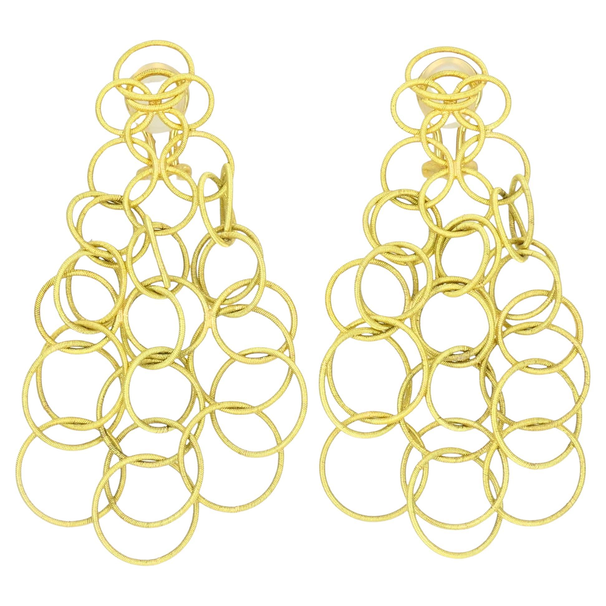 Vintage Buccellati 18k Yellow Gold Hawaii Drop Earrings