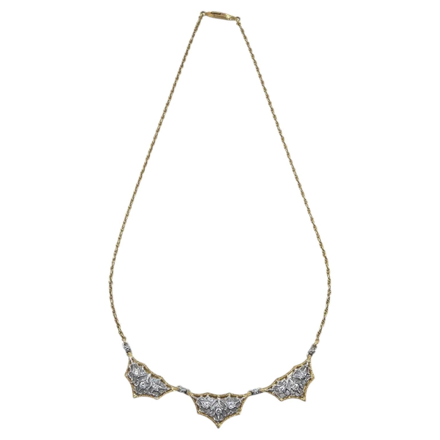Vintage Buccellati Collier en or 18KT et diamants en vente