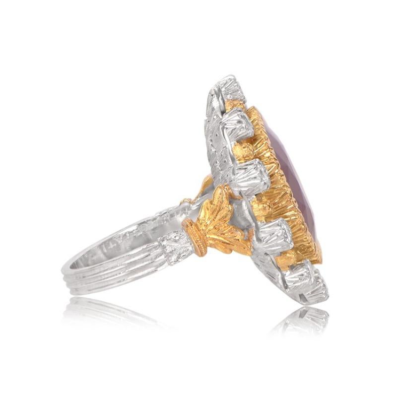 Art Deco Vintage Buccellati 7.41 Carat Ruby Ring, Gold, Diamond Halo, Italy For Sale