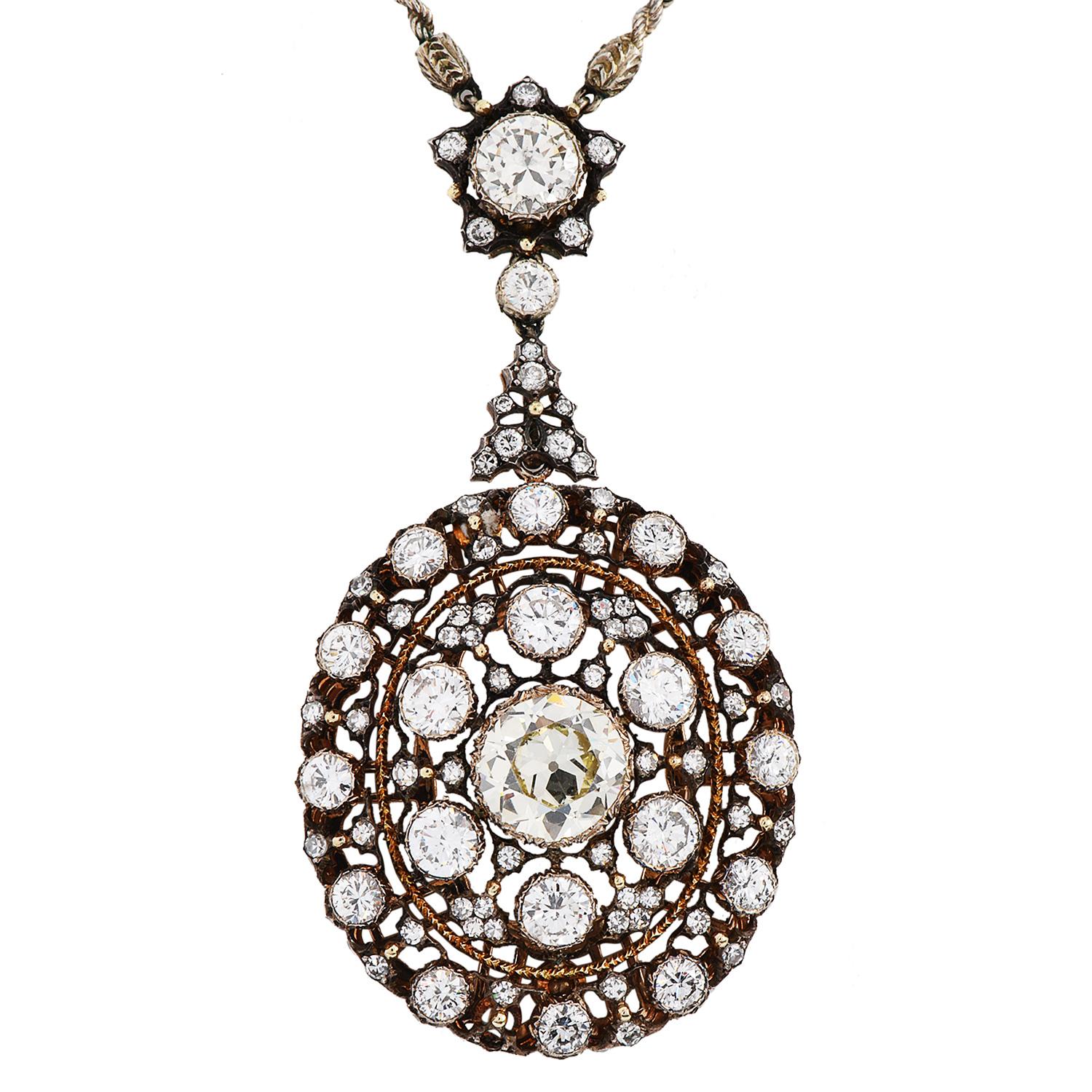 Women's Vintage Buccellati Diamond 18K Gold Convertible Necklace and Brooch Pin