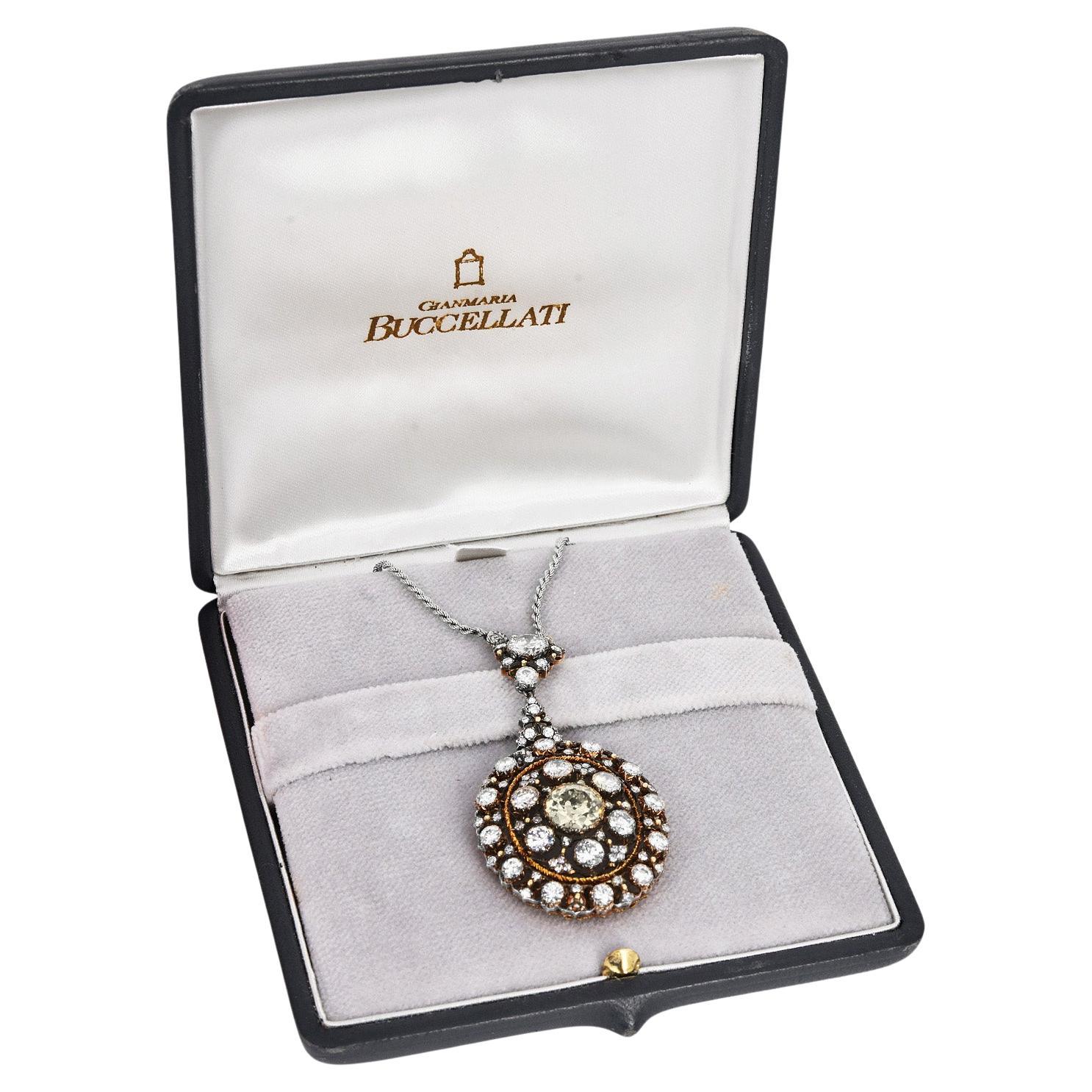Vintage Buccellati Diamond 18K Gold Convertible Necklace and Brooch Pin