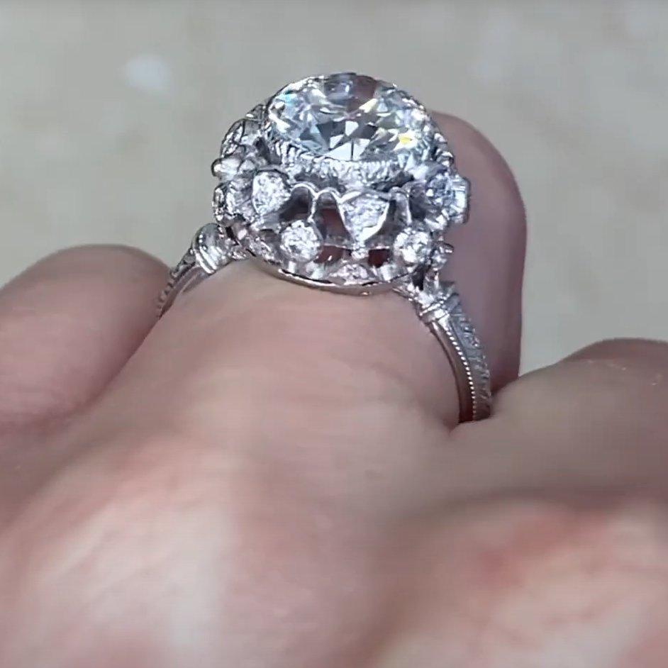 Anello di fidanzamento con diamante vintage di Buccellati (GIA circa 2,20 carati), platino in vendita 2