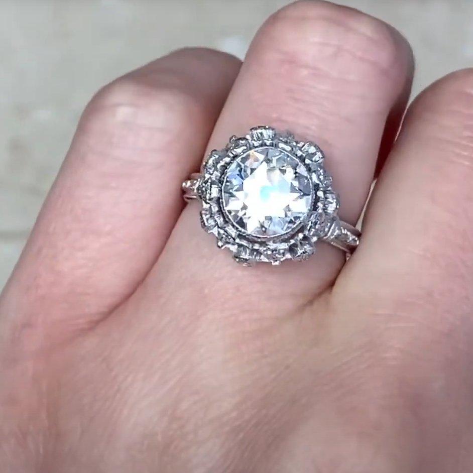 Anello di fidanzamento con diamante vintage di Buccellati (GIA circa 2,20 carati), platino in vendita 3