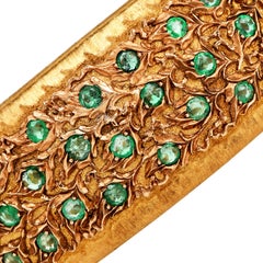 Vintage Buccellati Emerald & Diamond Macri Bangle Bracelet