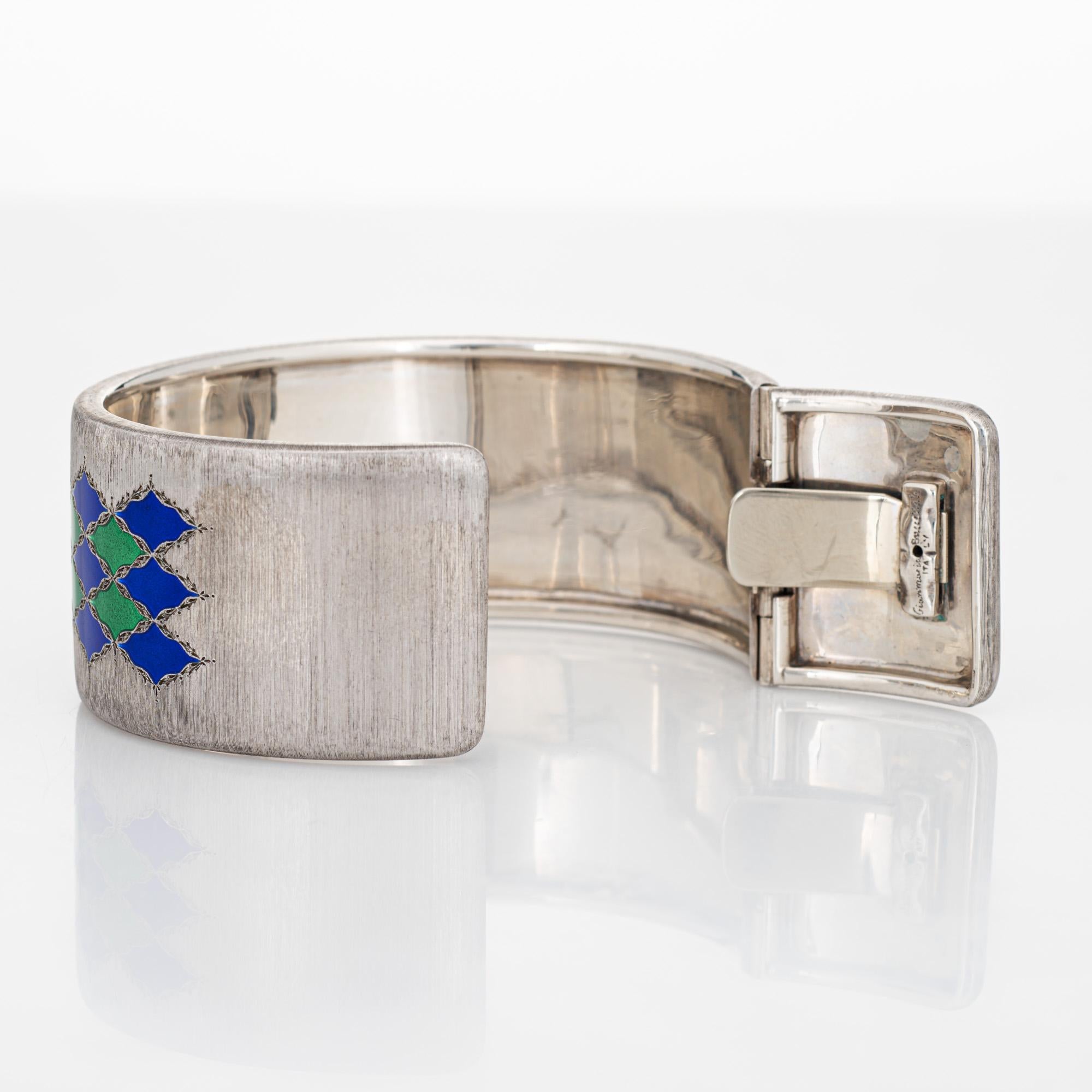 Women's Vintage Buccellati Enamel Bracelet Cuff Sterling Silver Signed Jewelry For Sale