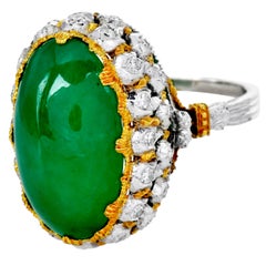 Vintage Buccellati Fei Cui Jadeite Diamond 18K Gold Ring