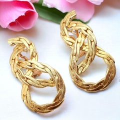 Vintage Buccellati Knot Rope Coil Yellow Gold Drop Earrings
