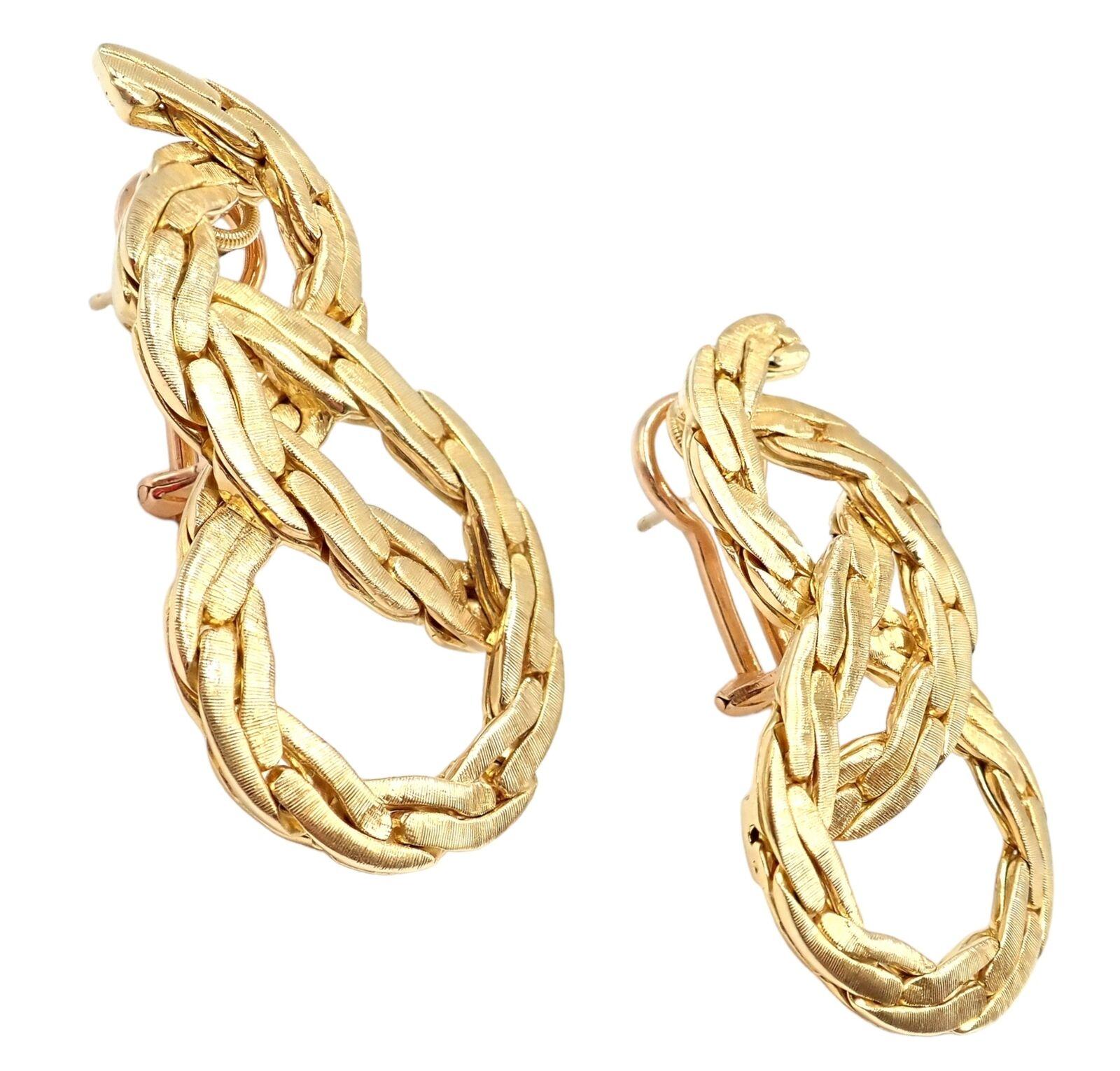 Vintage Buccellati Knot Rope Coil Yellow Gold Drop Earrings In Excellent Condition For Sale In Holland, PA