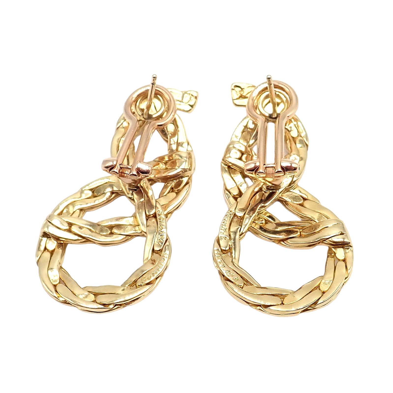 Women's or Men's Vintage Buccellati Knot Rope Coil Yellow Gold Drop Earrings For Sale