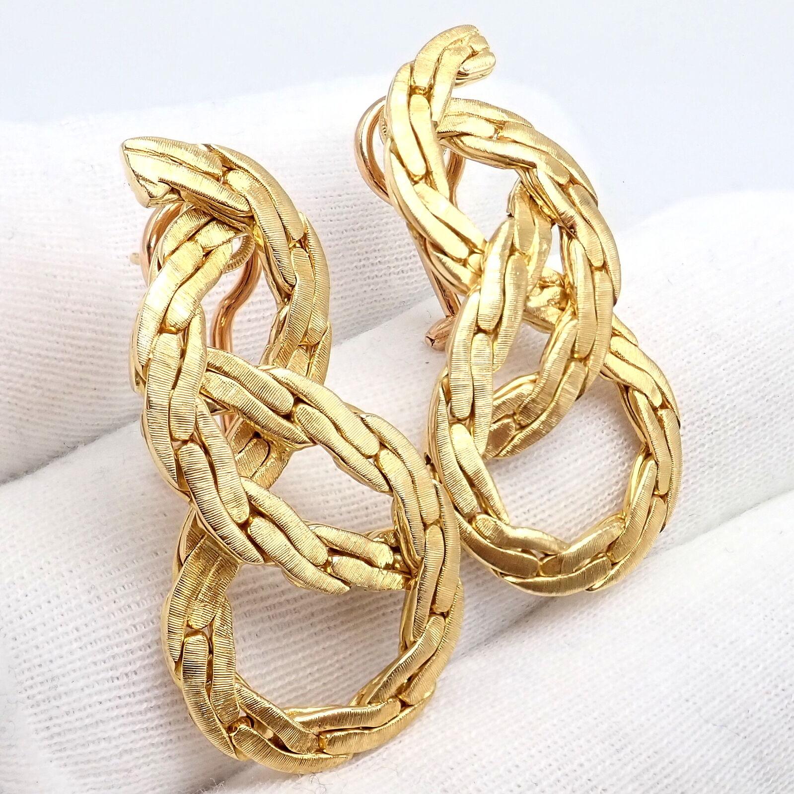 Vintage Buccellati Knot Rope Coil Yellow Gold Drop Earrings For Sale 2