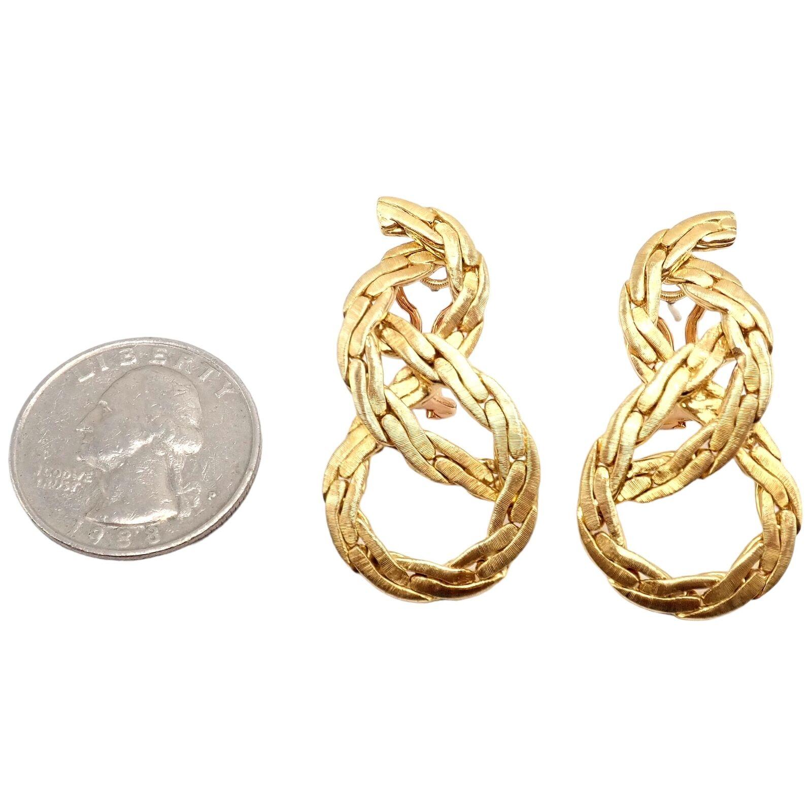 Vintage Buccellati Knot Rope Coil Yellow Gold Drop Earrings For Sale 3