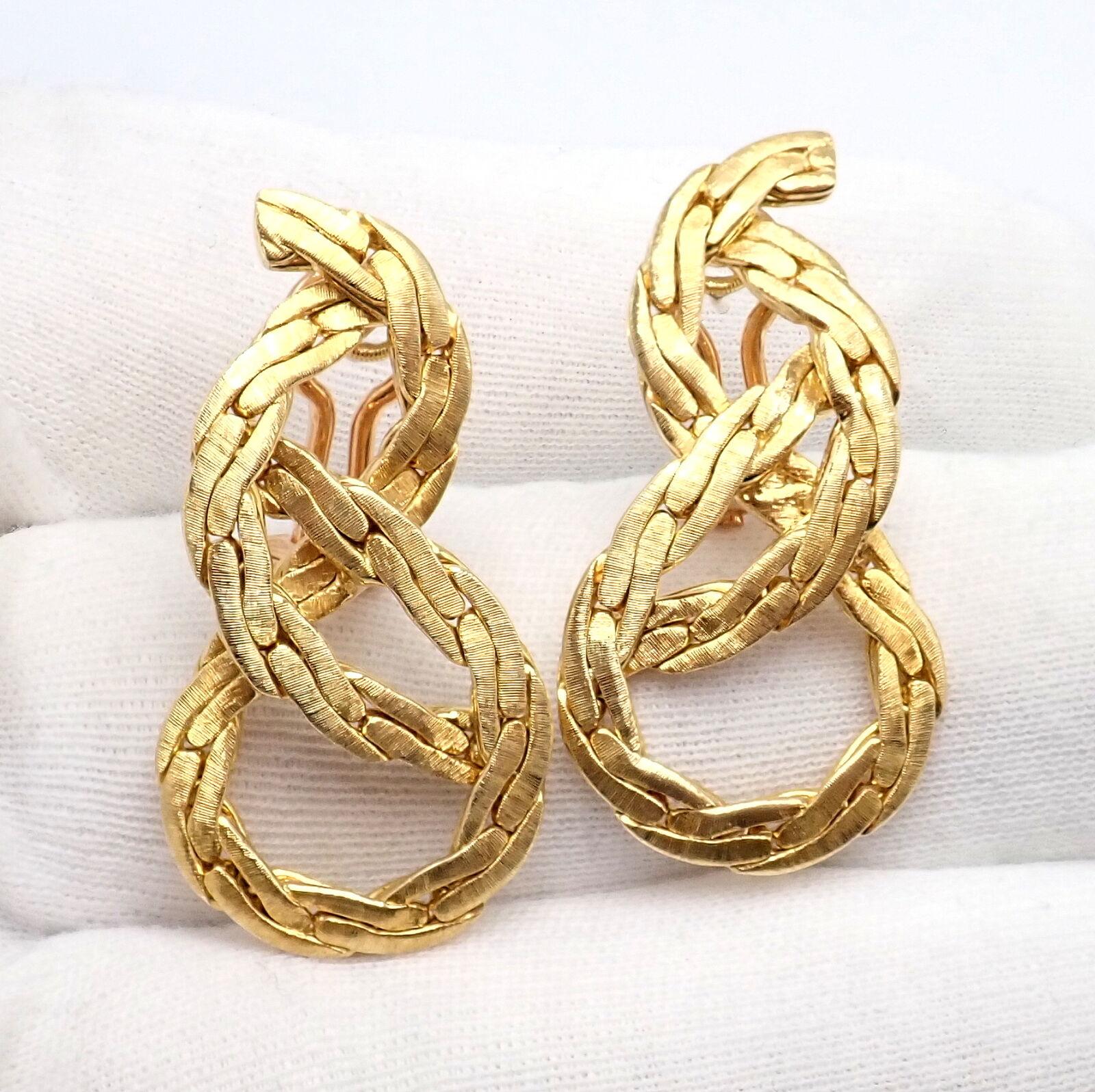Vintage Buccellati Knot Rope Coil Yellow Gold Drop Earrings For Sale 5