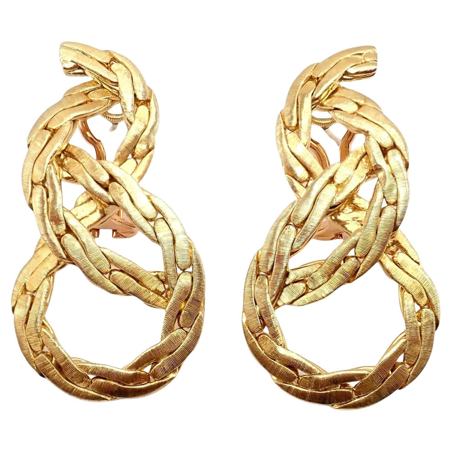Vintage Buccellati Knot Rope Coil Yellow Gold Drop Earrings For Sale