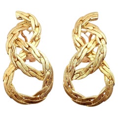 Vintage Buccellati Knot Rope Coil Yellow Gold Drop Earrings