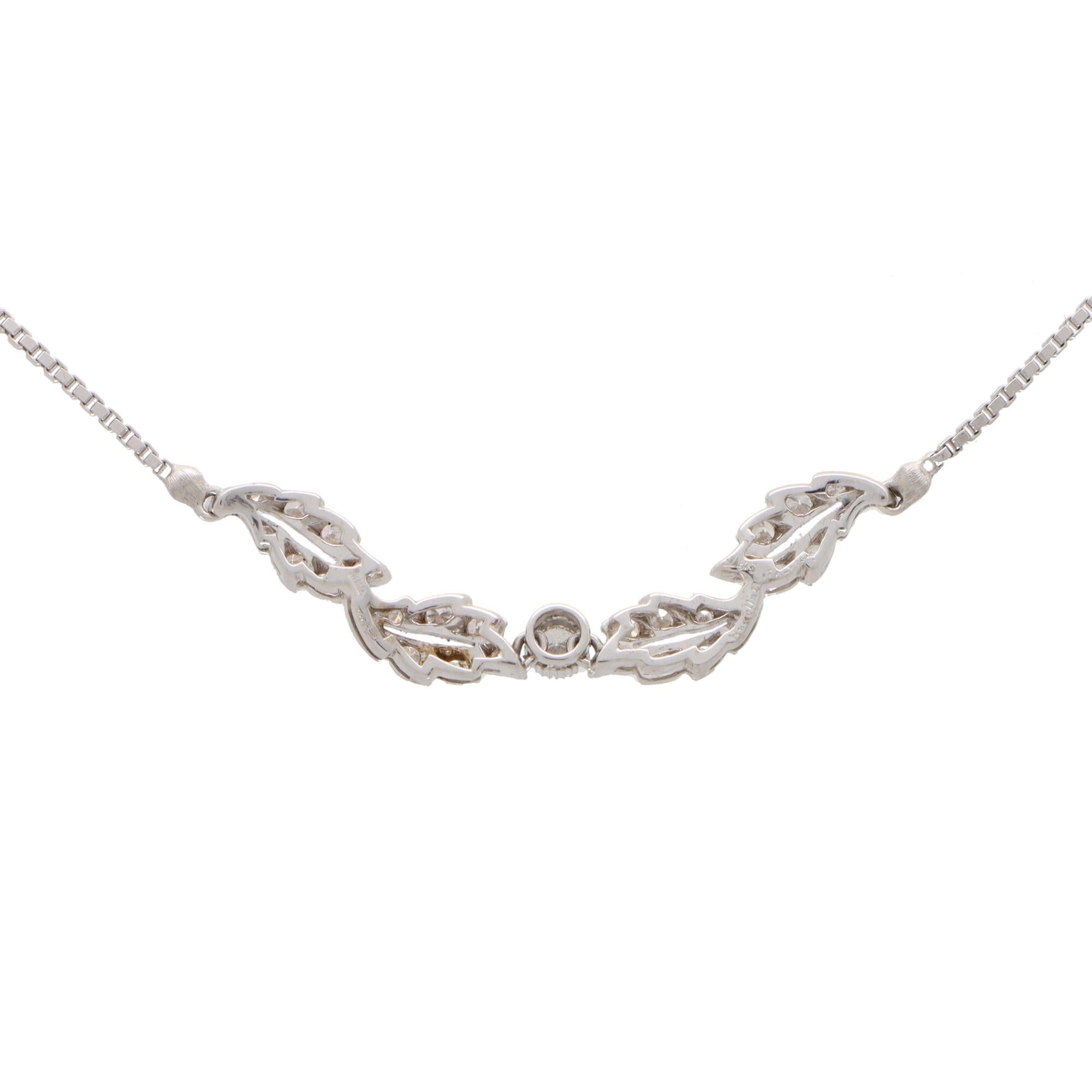 Round Cut Vintage Buccellati 'Les Amoureux' Diamond Pendant Necklace in 18k White Gold For Sale