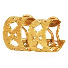 Vintage Buccellati Open-Work 18K Gold Hoop Earrings