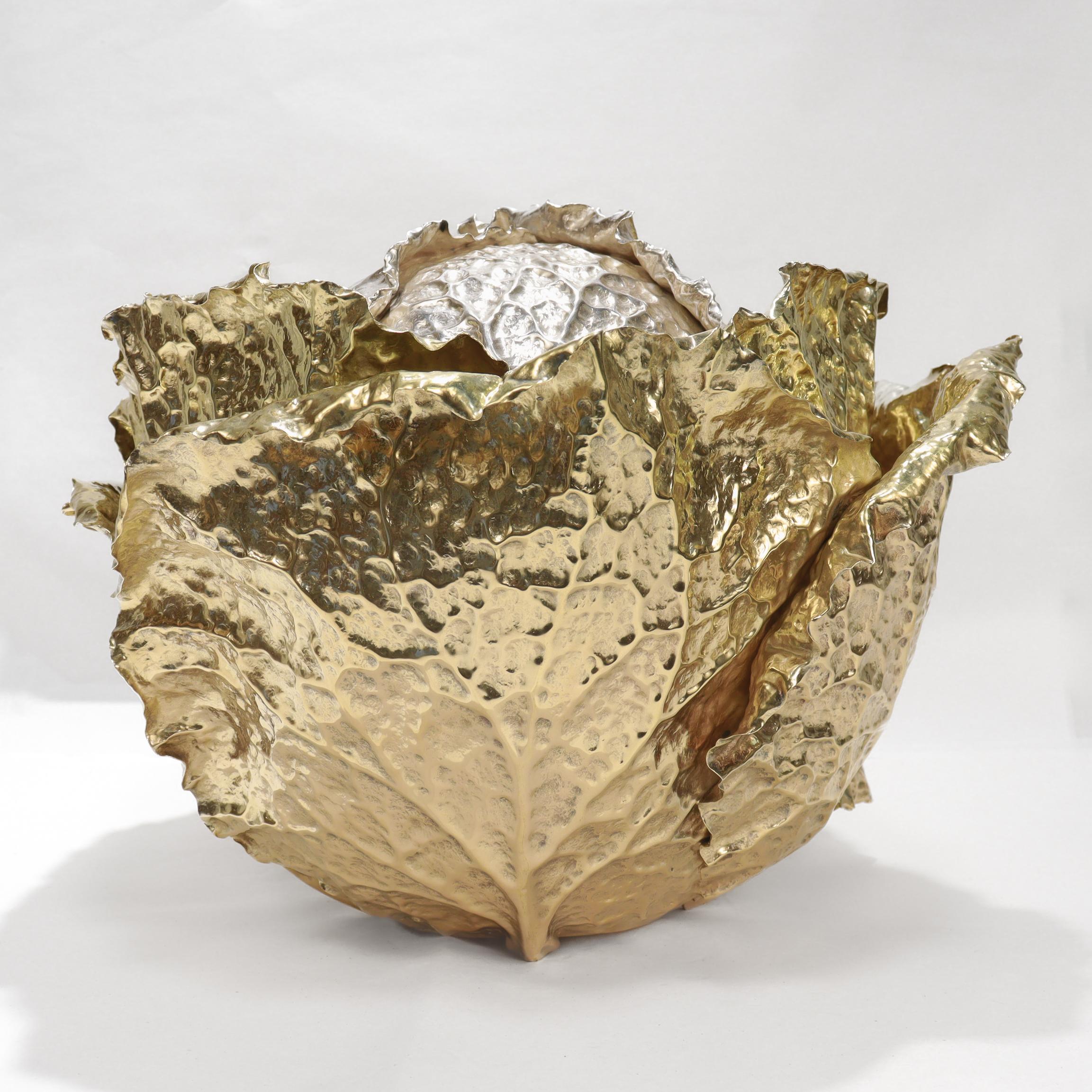 Vintage Buccellati Parcel Gilt Sterling Silver Figural Cabbage Centerpiece en vente 2