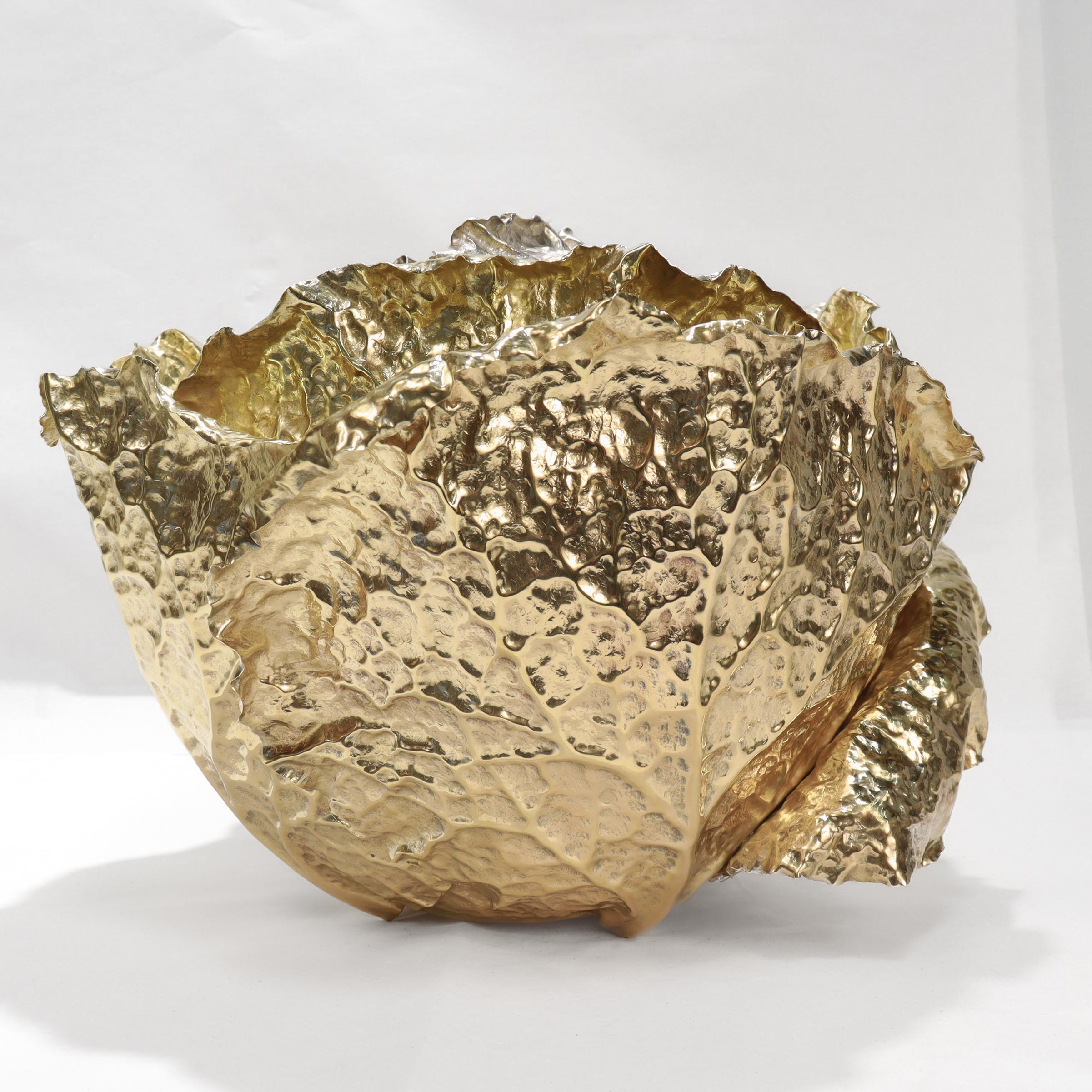 Vintage Buccellati Parcel Gilt Sterling Silver Figural Cabbage Centerpiece en vente 3