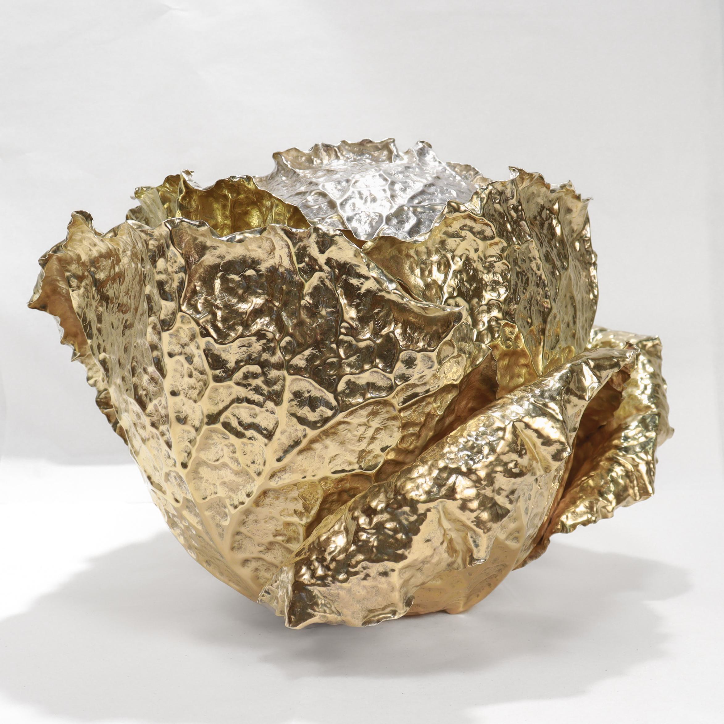 Vintage Buccellati Parcel Gilt Sterling Silver Figural Cabbage Centerpiece en vente 4