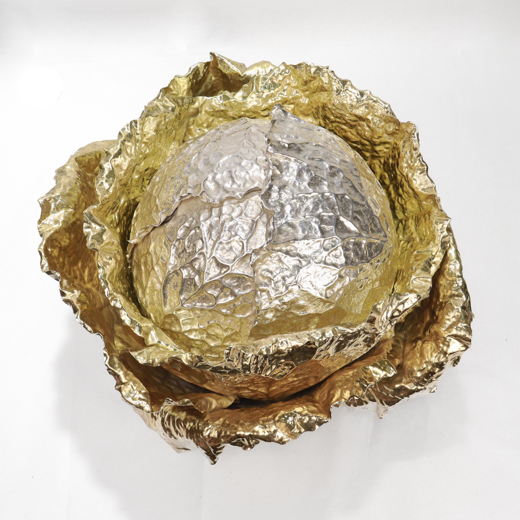 Vintage Buccellati Parcel Gilt Sterling Silver Figural Cabbage Centerpiece en vente 5