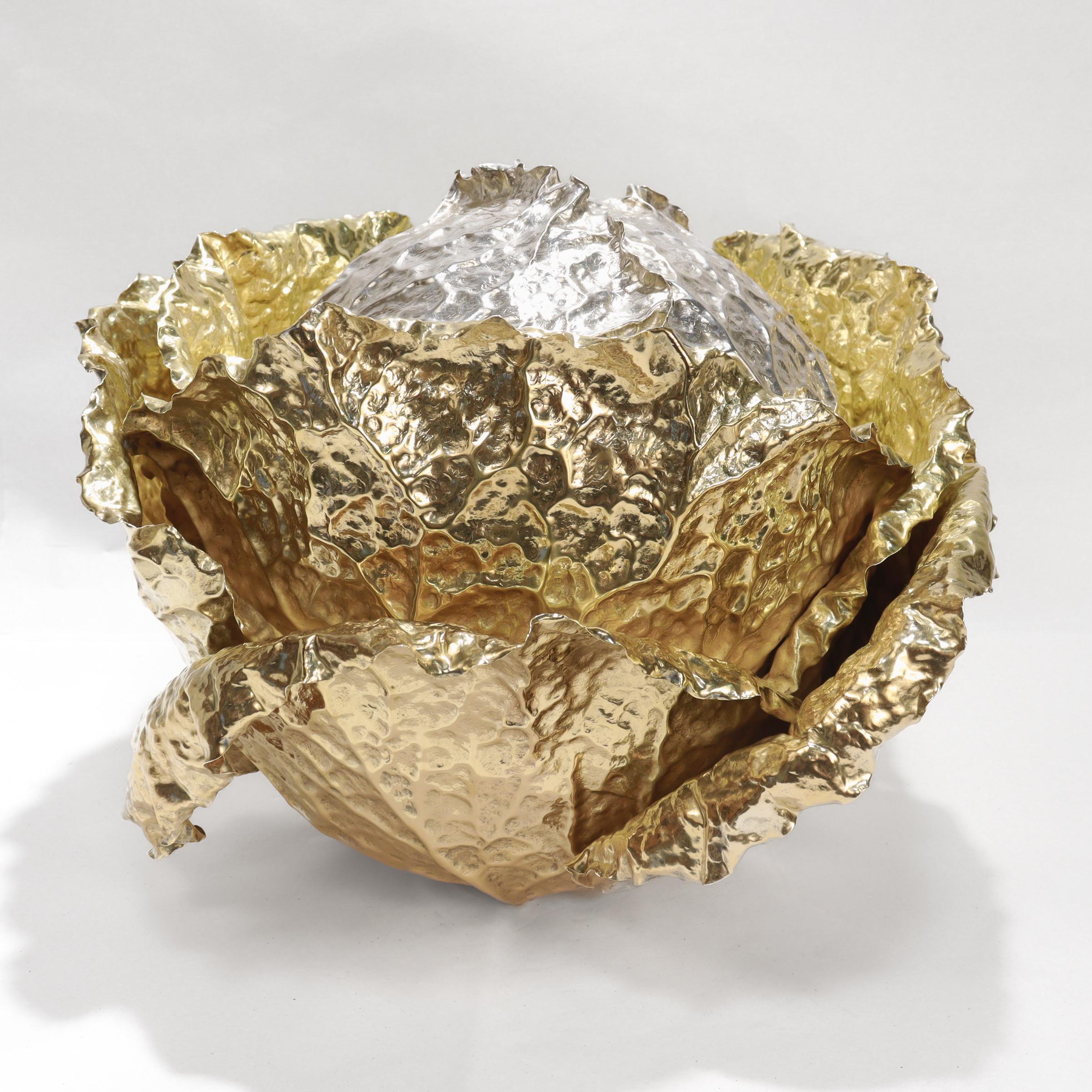 Vintage Buccellati Parcel Gilt Sterling Silver Figural Cabbage Centerpiece Bon état - En vente à Philadelphia, PA