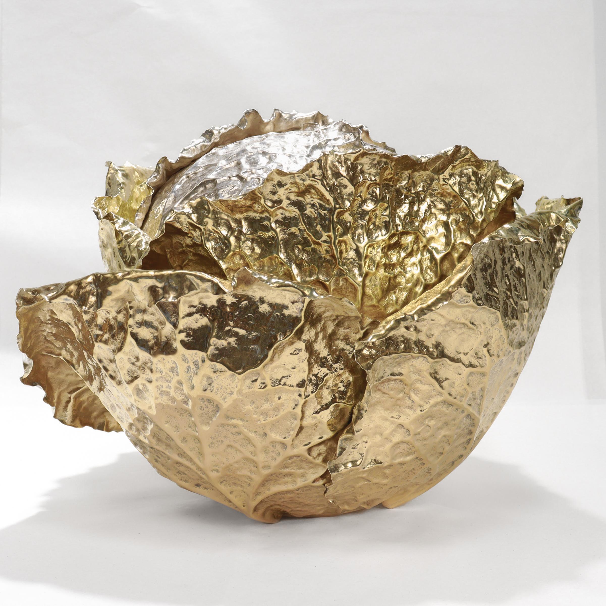 Vintage Buccellati Parcel Gilt Sterling Silver Figural Cabbage Centerpiece en vente 1