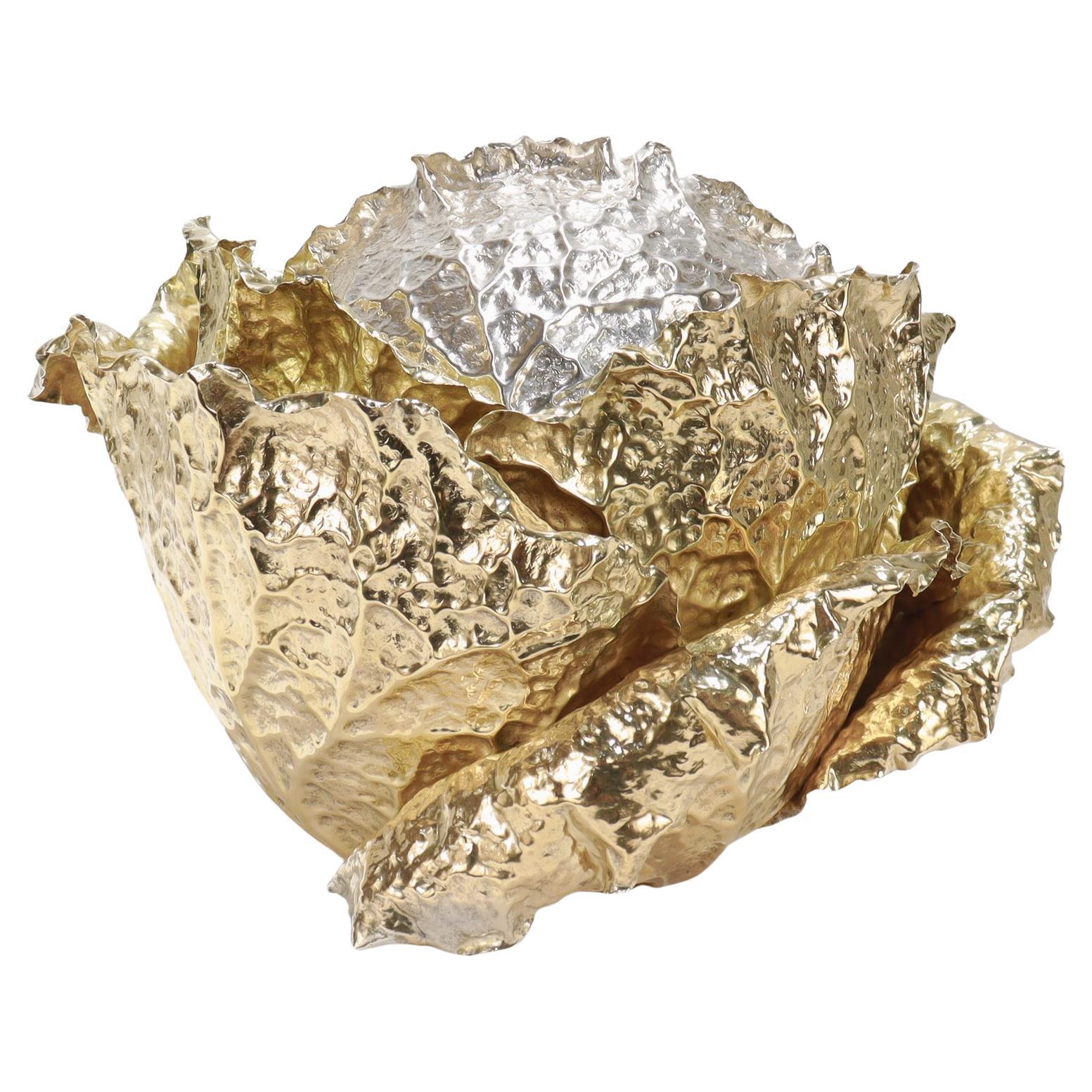 Vintage Buccellati Parcel Gilt Sterling Silver Figural Cabbage Centerpiece en vente