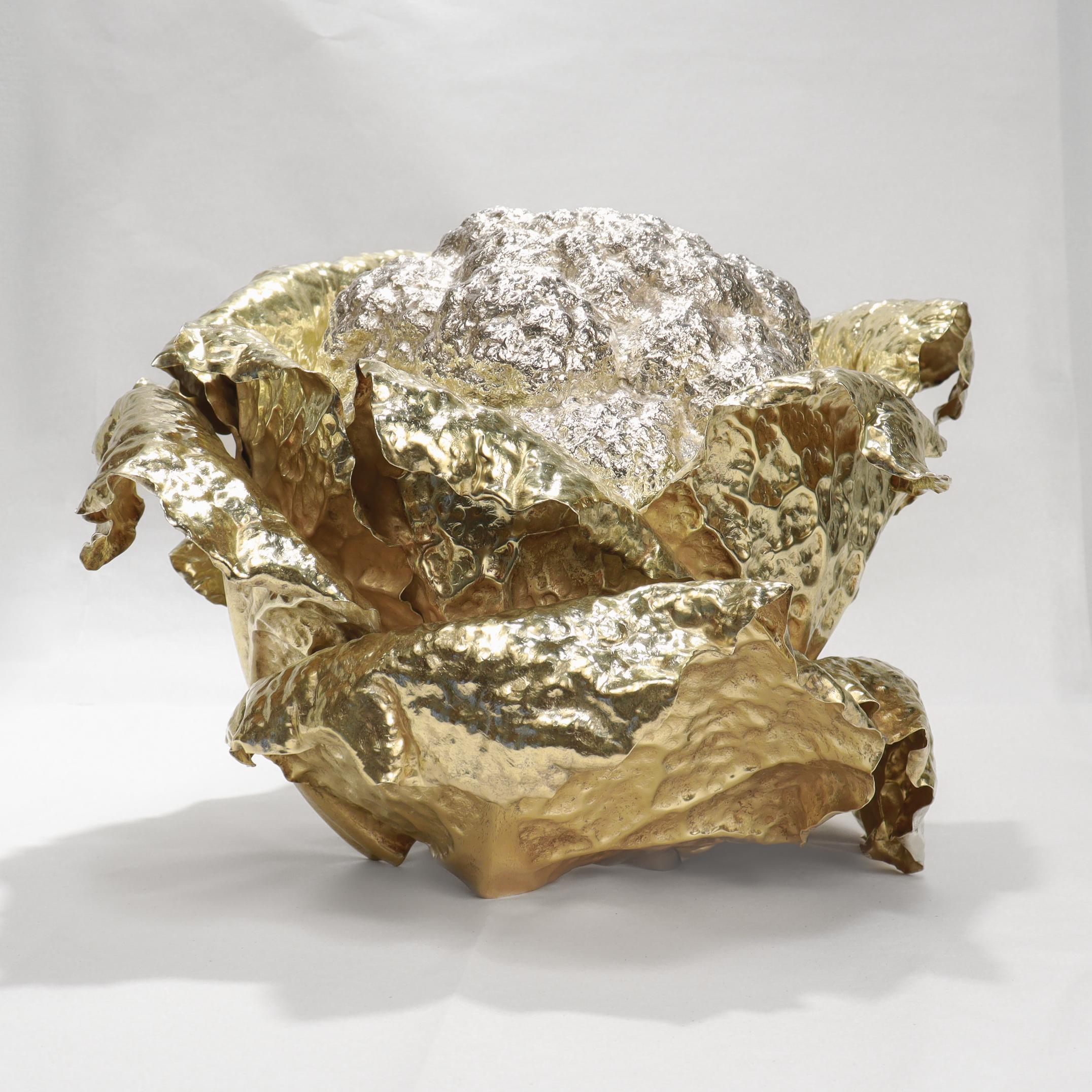 Vintage Buccellati Parcel Gilt Sterling Silver Figural Cauliflower Centerpiece For Sale 4