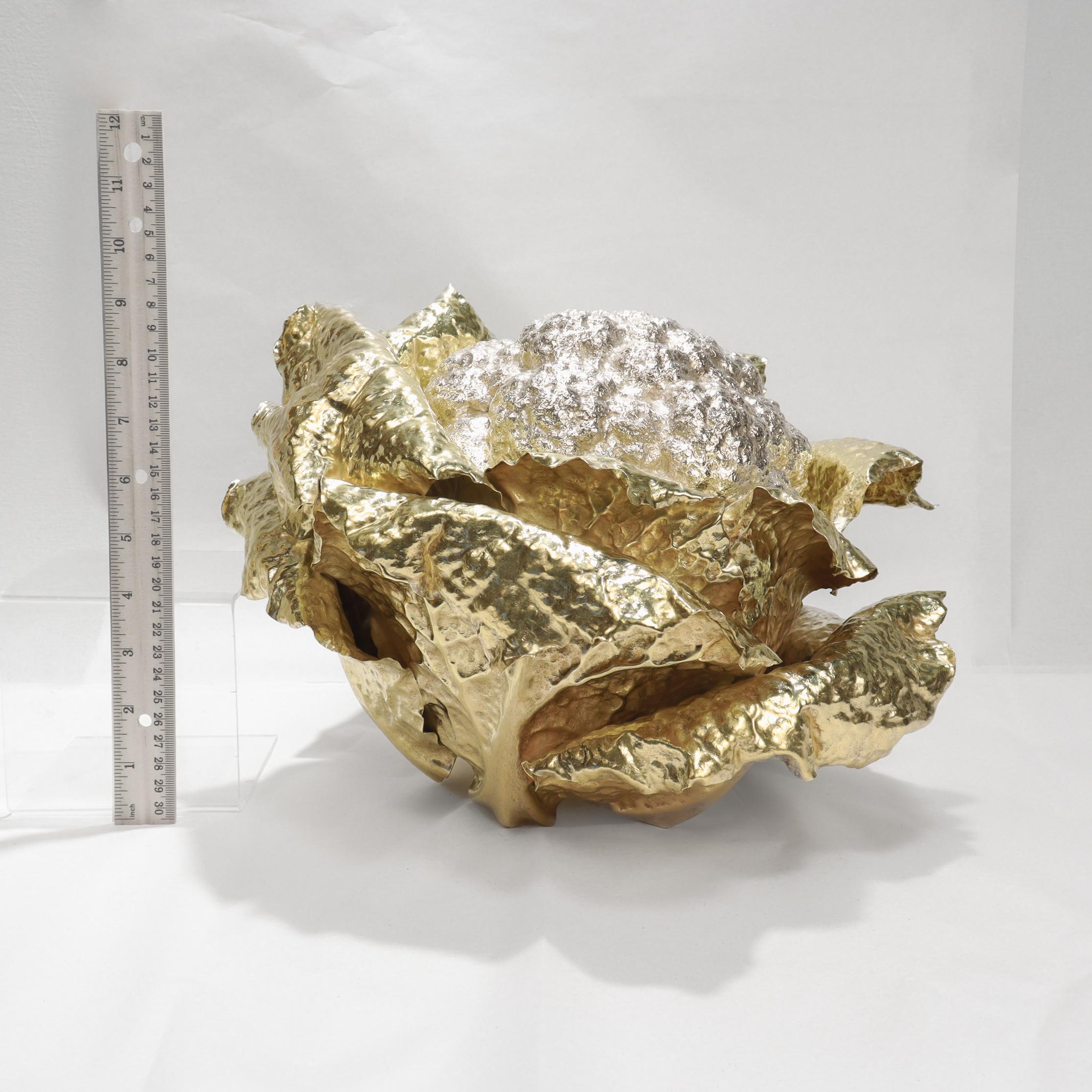 Vintage Buccellati Parcel Gilt Sterling Silver Figural Cauliflower Centerpiece For Sale 5