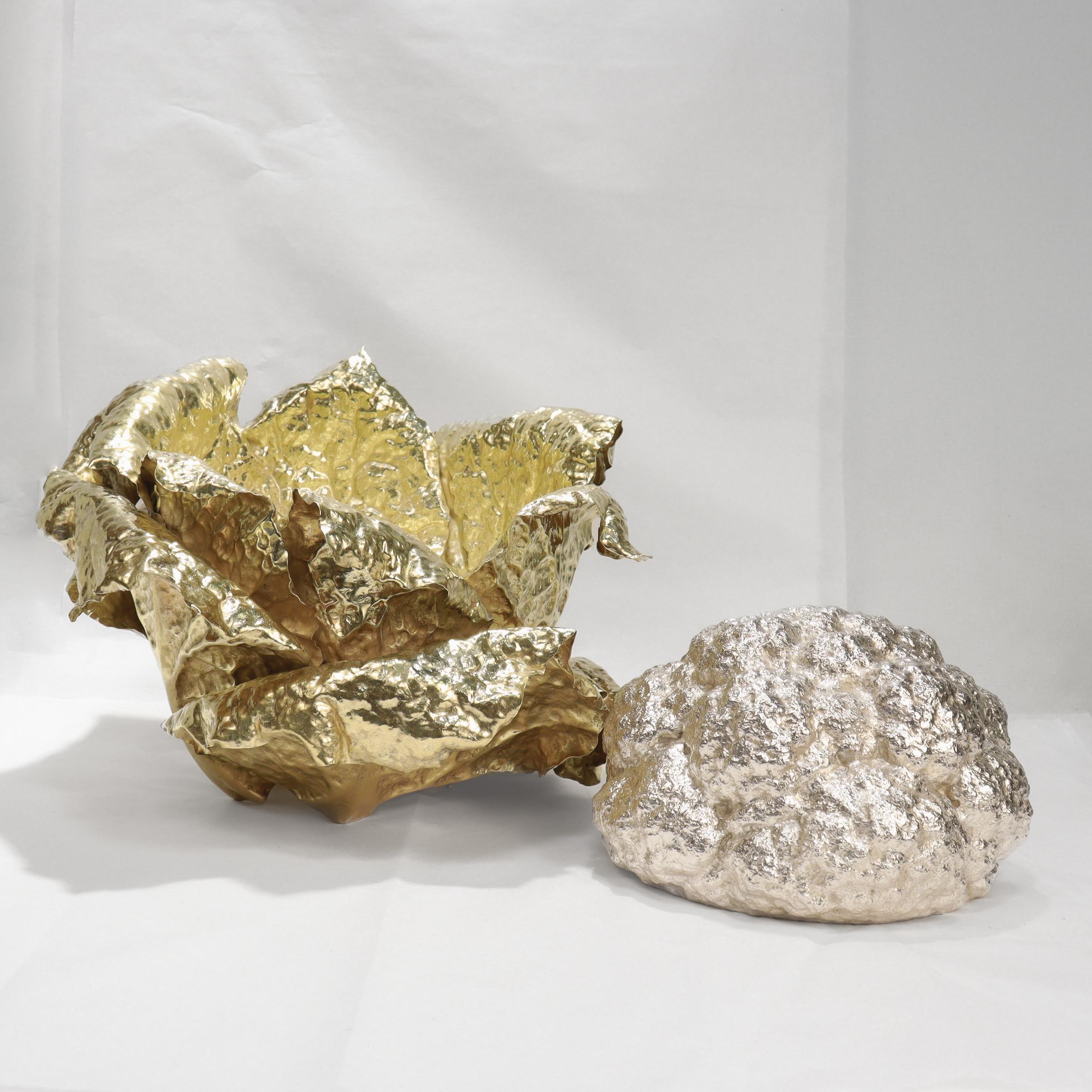 Vintage Buccellati Parcel Gilt Sterling Silver Figural Cauliflower Centerpiece For Sale 6