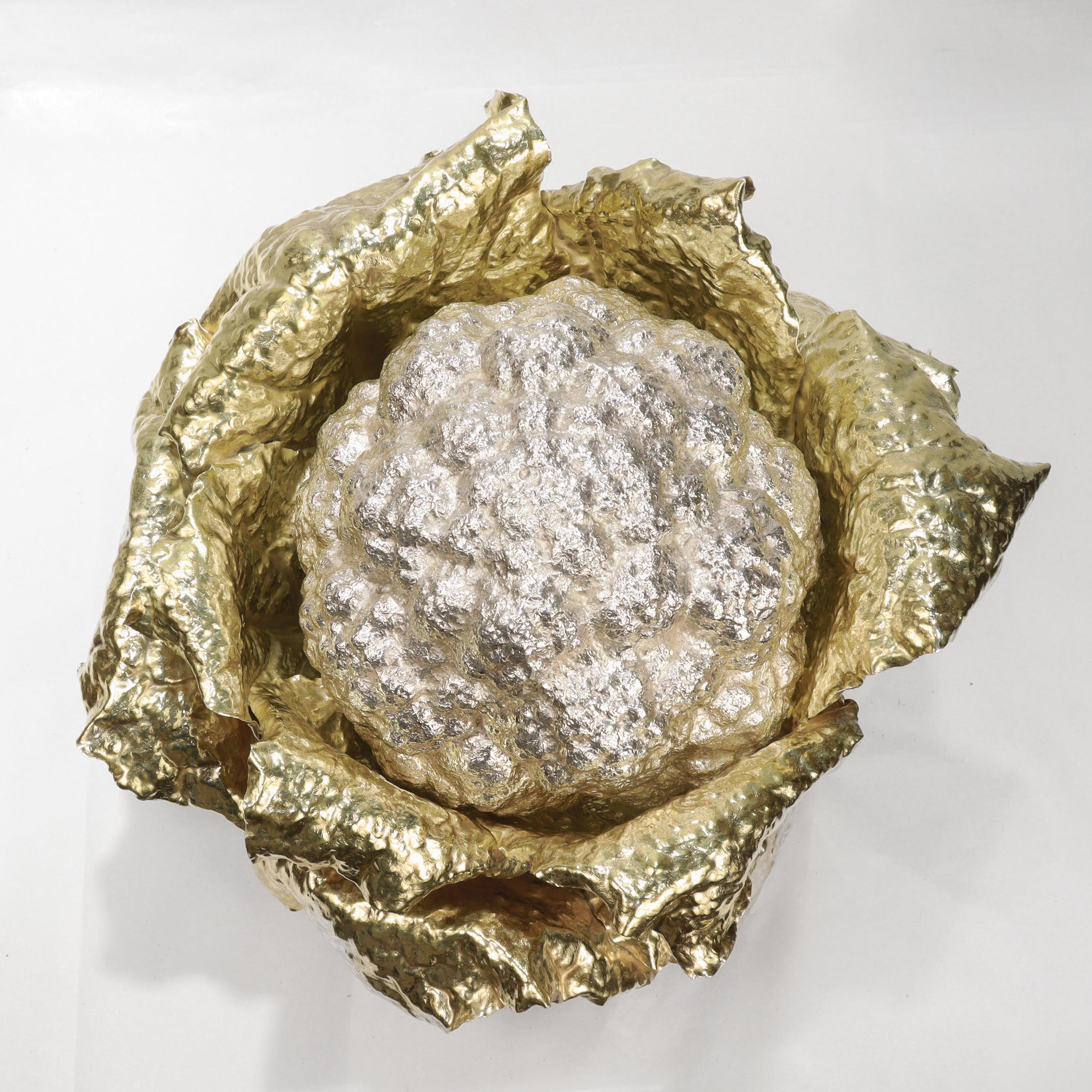 Vintage Buccellati Parcel Gilt Sterling Silver Figural Cauliflower Centerpiece For Sale 7