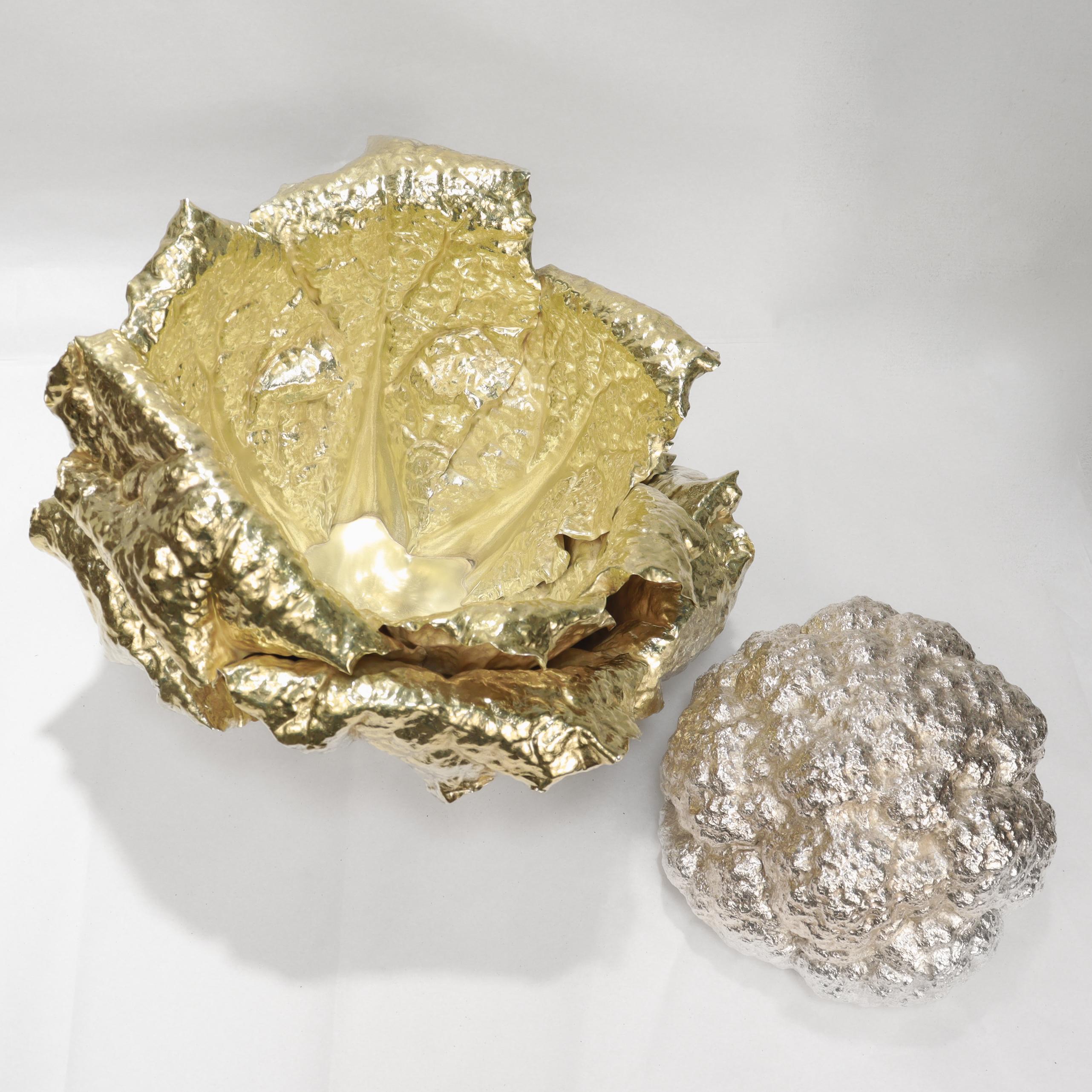 Vintage Buccellati Parcel Gilt Sterling Silver Figural Cauliflower Centerpiece For Sale 8