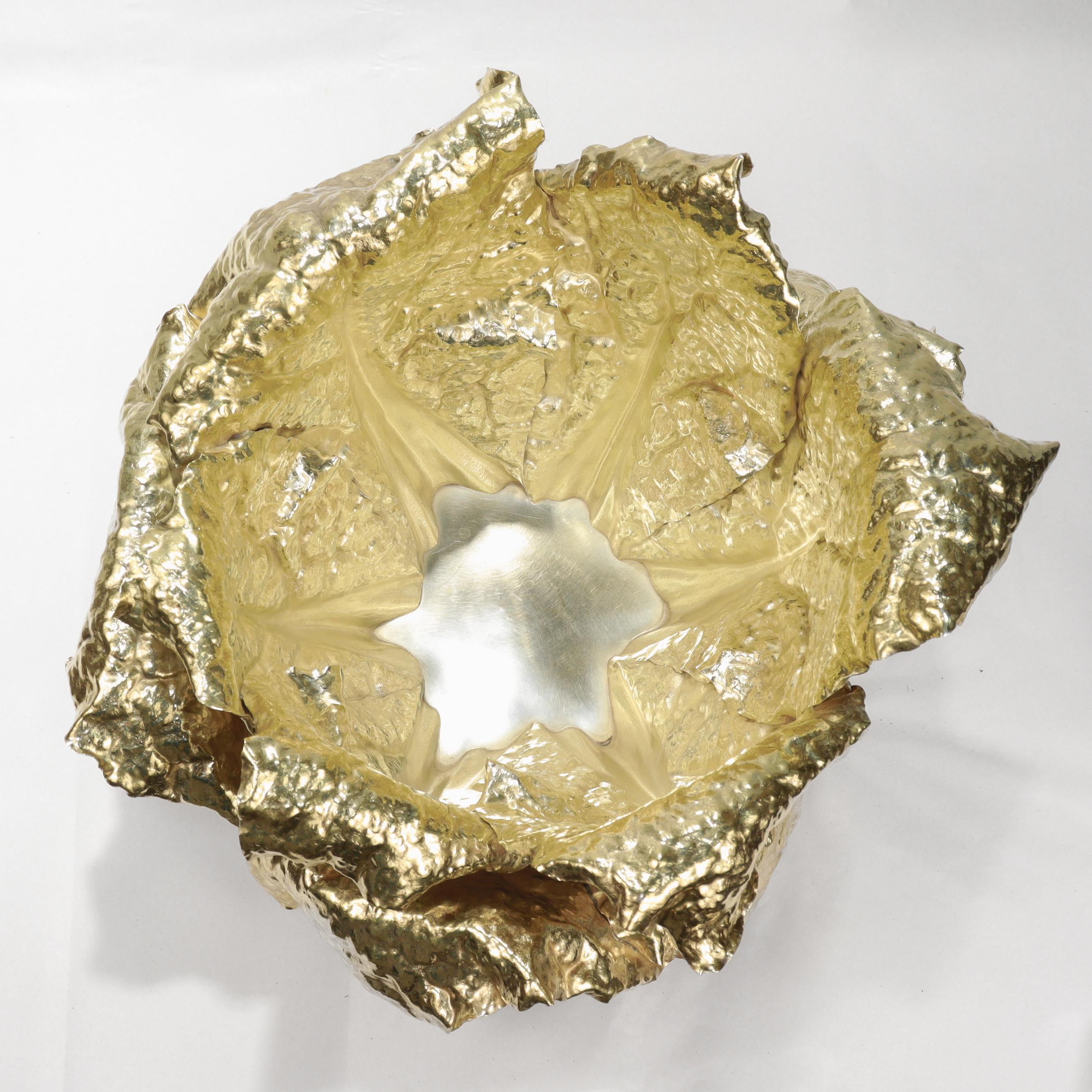 Vintage Buccellati Parcel Gilt Sterling Silver Figural Cauliflower Centerpiece For Sale 9