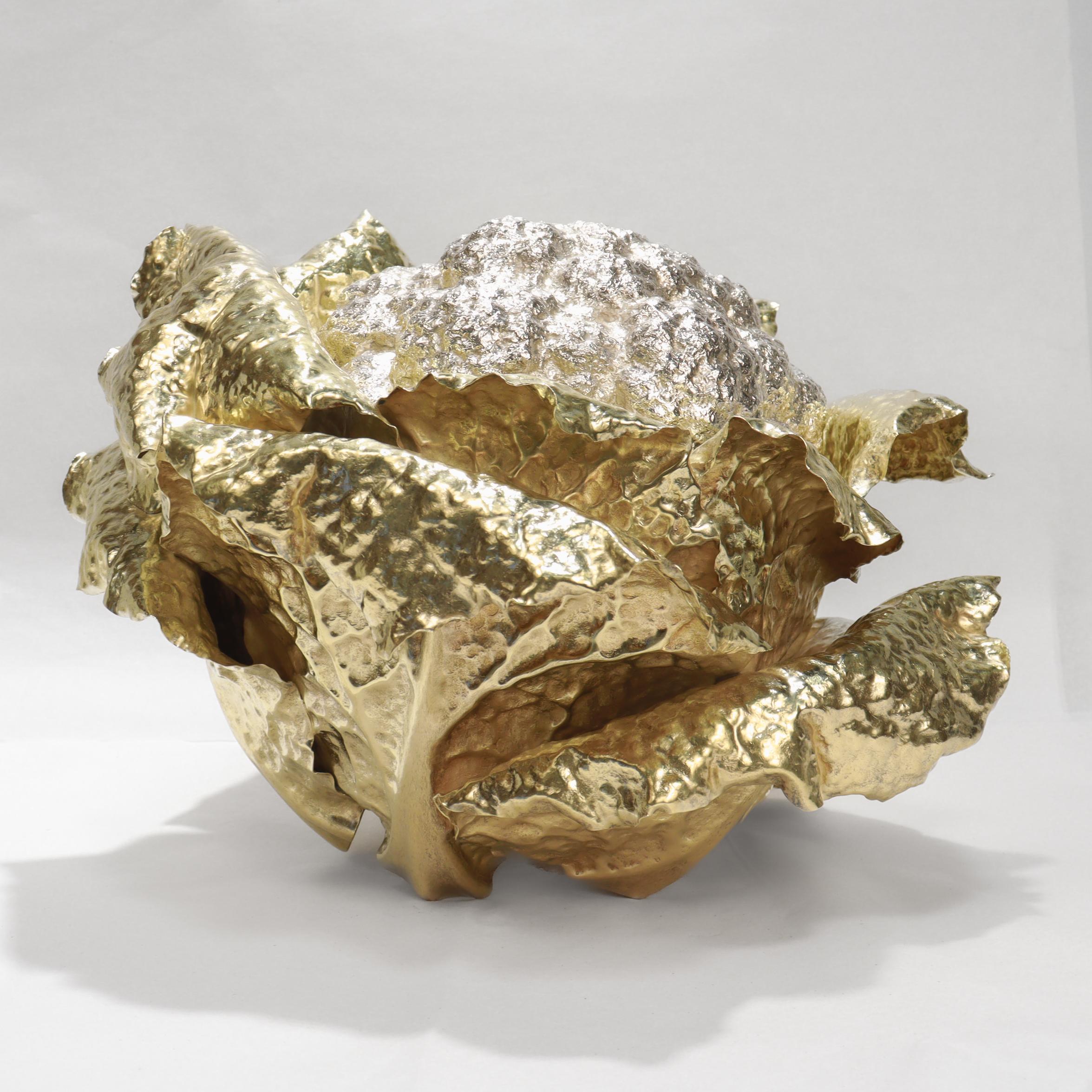 Vintage Buccellati Parcel Gilt Sterling Silver Figural Cauliflower Centerpiece For Sale 2