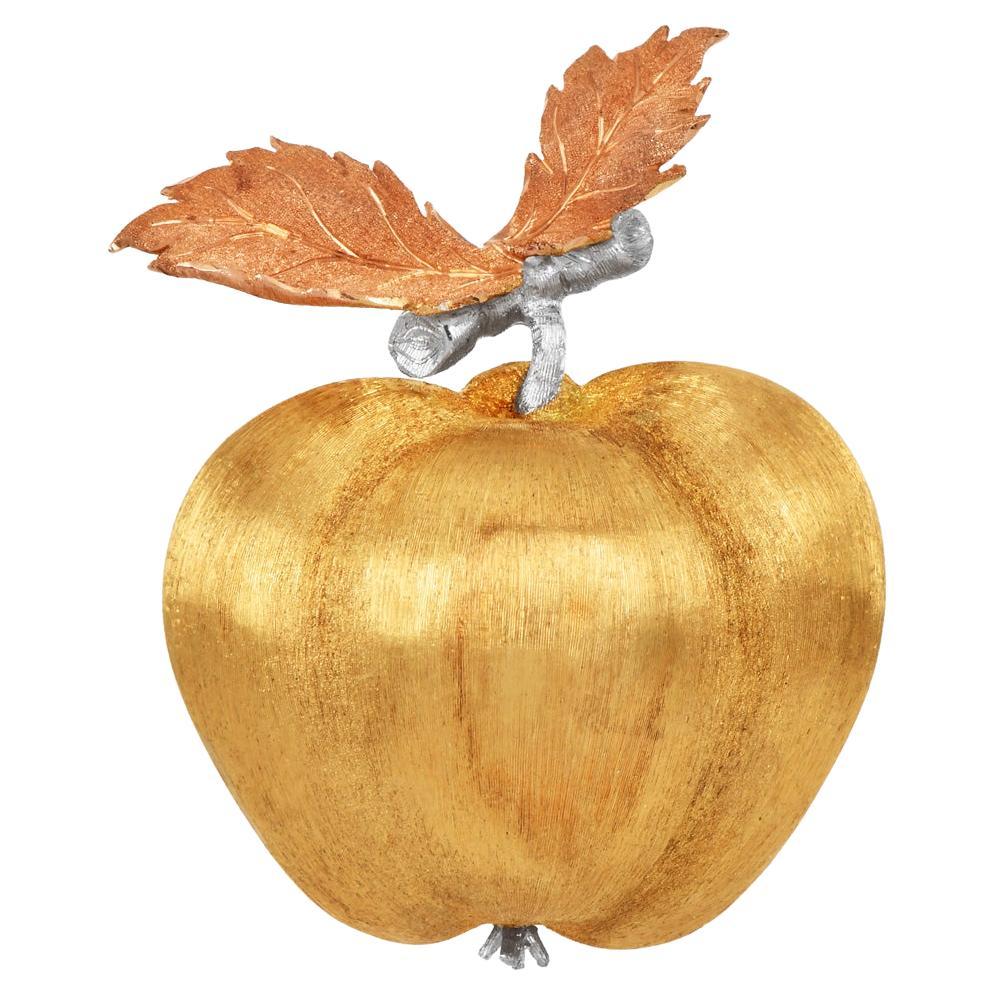 Vintage Buccellati Rigato 18K Three-Tone Gold Apple Brooch Pin For Sale