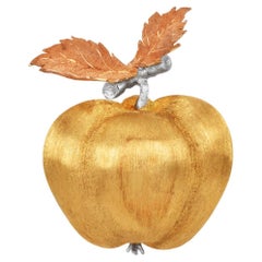 Retro Buccellati Rigato 18K Three-Tone Gold Apple Brooch Pin