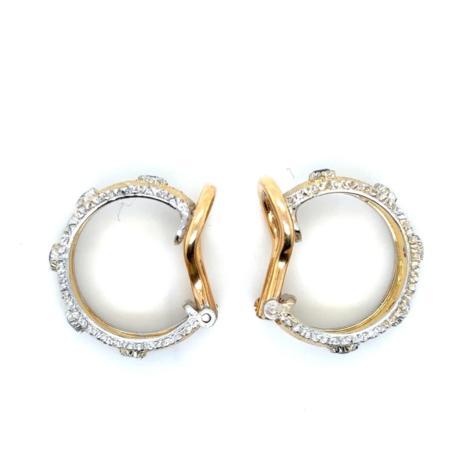 Pendientes de aro vintage Buccellati de zafiro y oro blanco amarillo de 18 quilates en venta 7