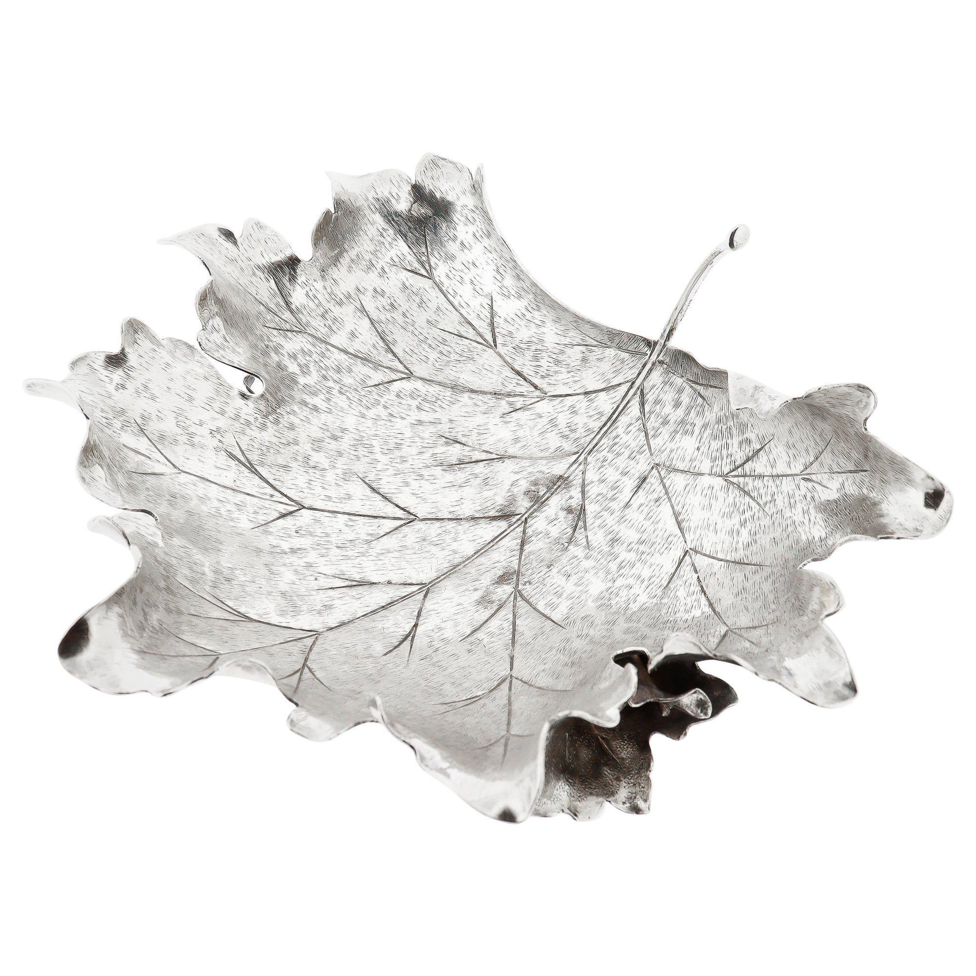 Vintage Buccellati Sterling Silber Figural Blatt Schüssel oder Vide Poche
