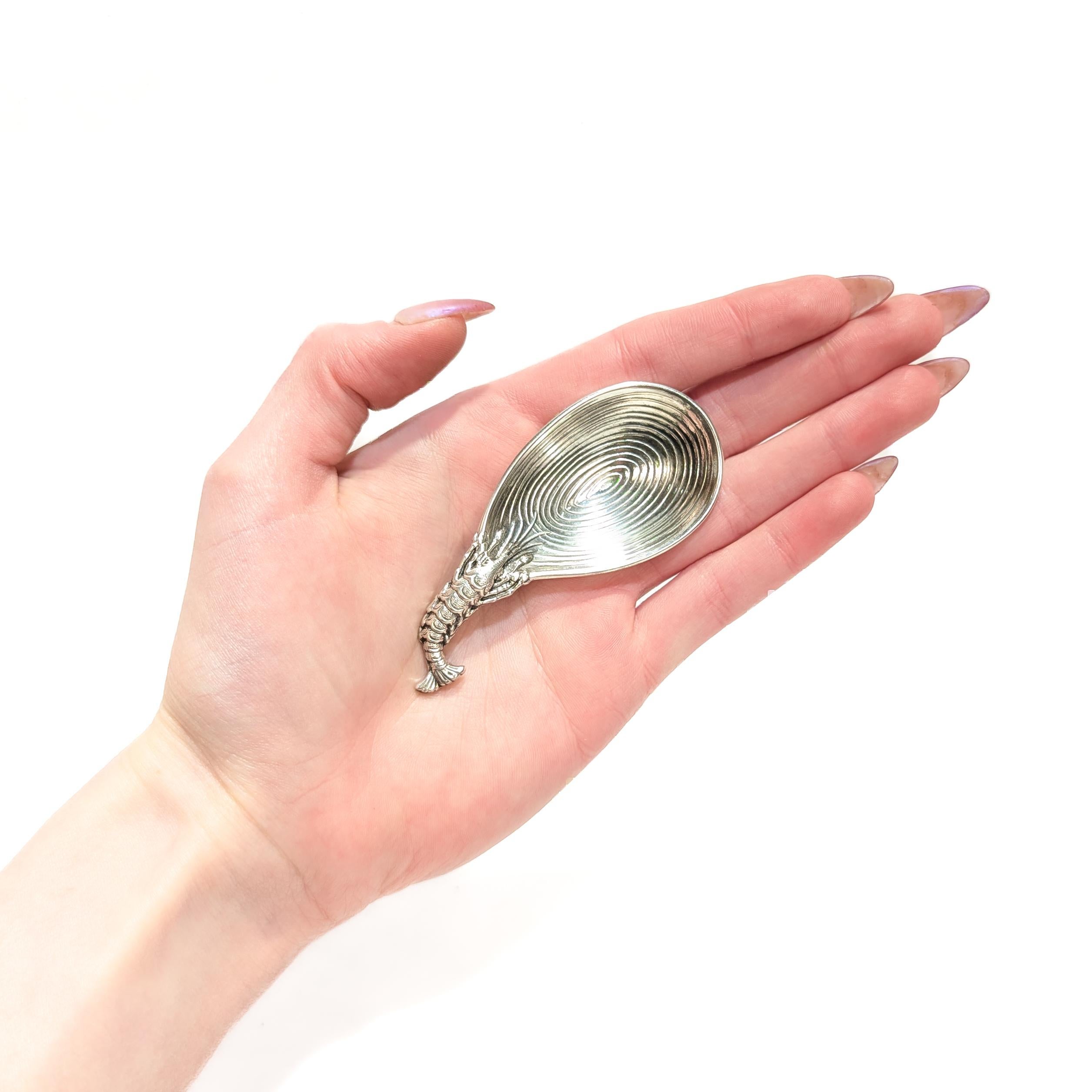 Modern Vintage Buccellati Sterling Silver Ponza Tea Caddy Spoon with Lobster Handle For Sale