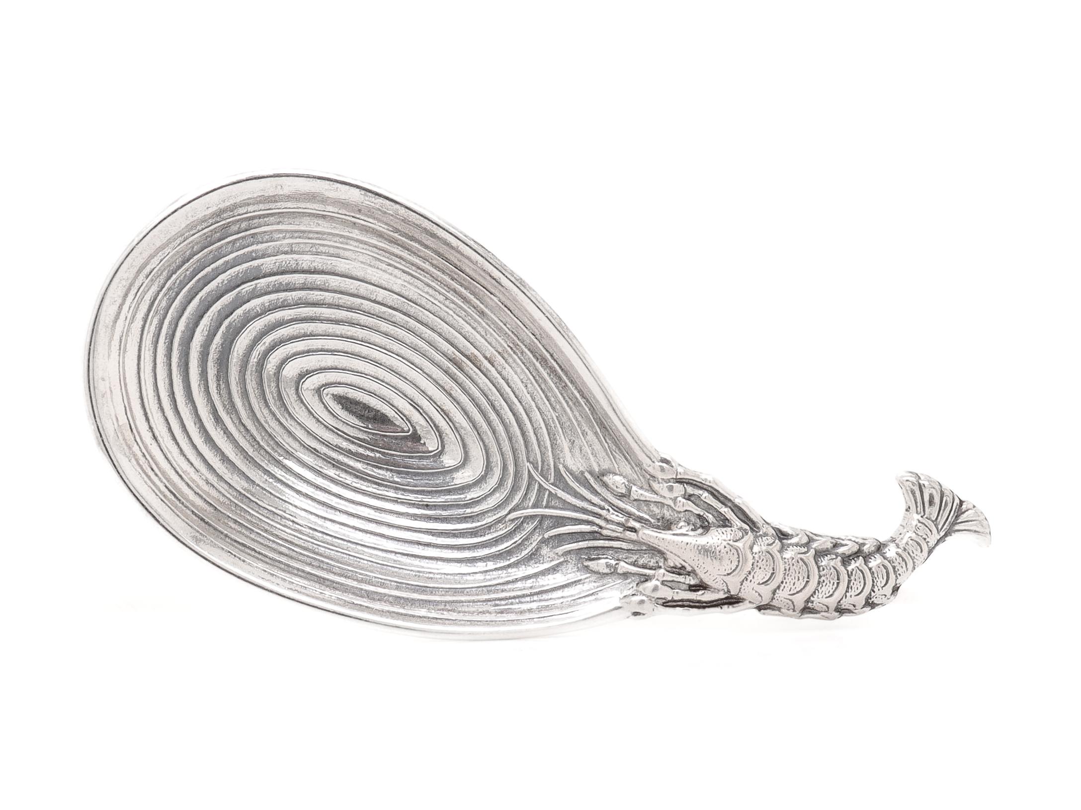 Italian Vintage Buccellati Sterling Silver Ponza Tea Caddy Spoon with Lobster Handle For Sale