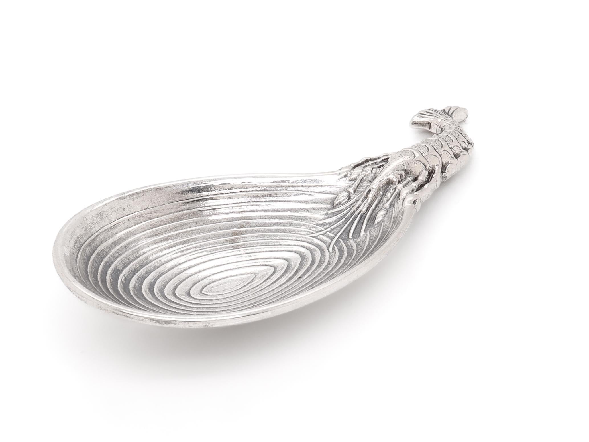 Vintage Buccellati Sterling Silver Ponza Tea Caddy Spoon with Lobster Handle In Good Condition For Sale In Philadelphia, PA
