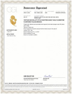 Broche italienne vintage de style Buccellati en forme de fleur florentine en or 18 carats