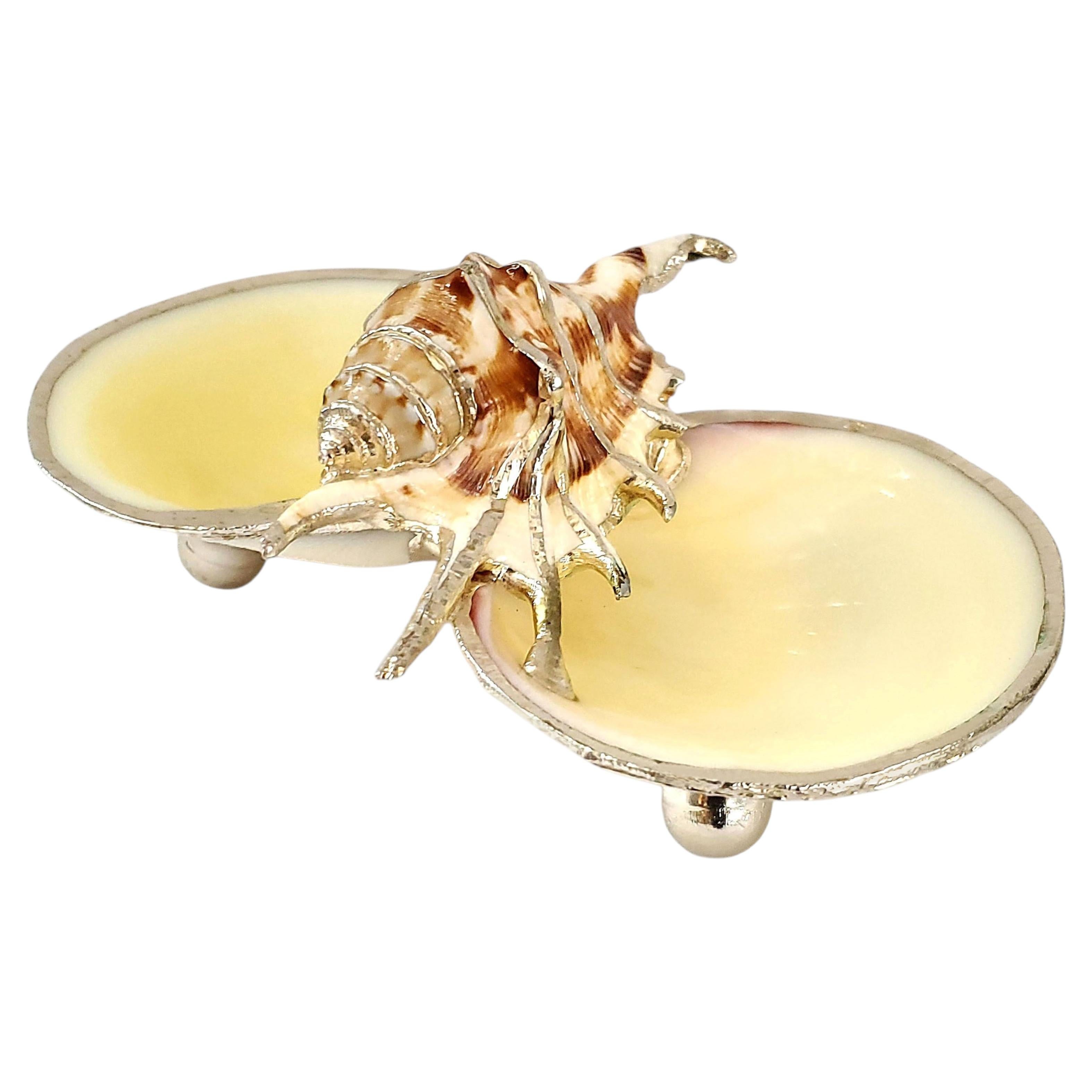 Vintage Silver Dipped Shell Caviar Dish, Buccellati Style, 1990s