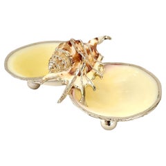 Vintage Buccellati Style Silver Dipped Shell Caviar Dish, Late 20th Century