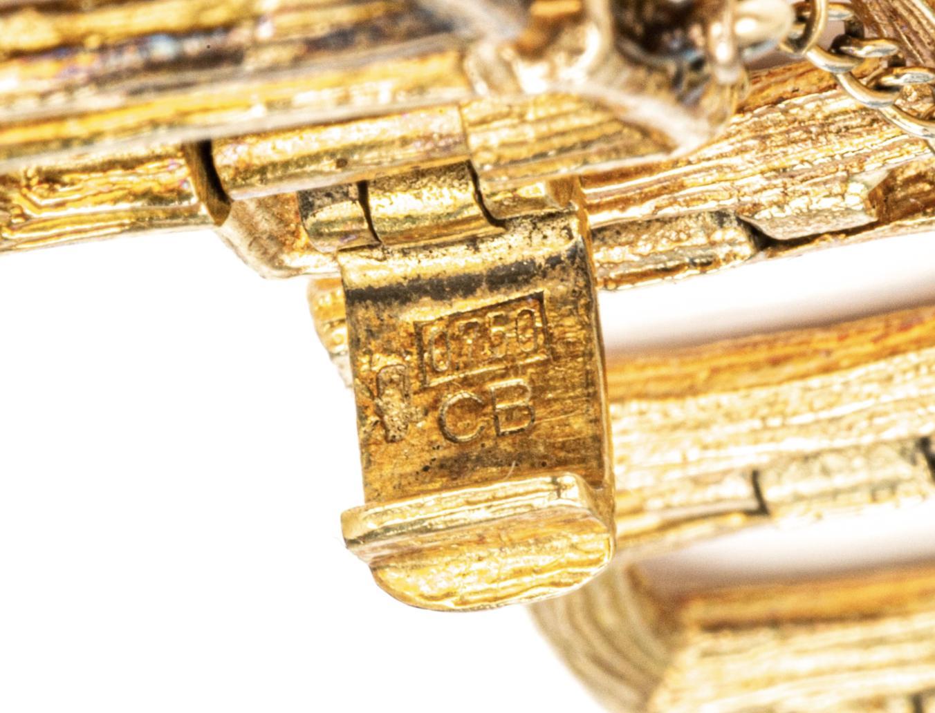 Vintage Bucherer 18K Gold Ladies Textured Square Link Bracelet Watch 4