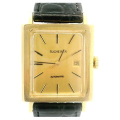 Vintage Bucherer 18k Yellow Gold 26mm Rectangular Mechanical Automatic Watch